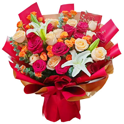 辽阳19朵玫瑰百合,爱情永不凋零