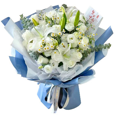 辽阳11朵白玫瑰桔梗百合，爱永恒不息