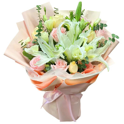 辽阳10朵玫瑰百合混搭，爱是难忘时刻