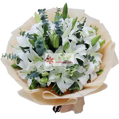 辽阳9支白色多头百合，祝福你幸福